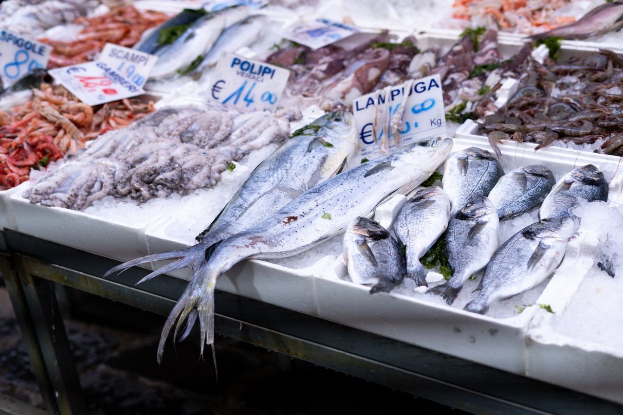 The Art of Drawing Readers In: Your attractive post title goes here Market stall in Naples featuring fresh seafood like fish and octopus on ice.